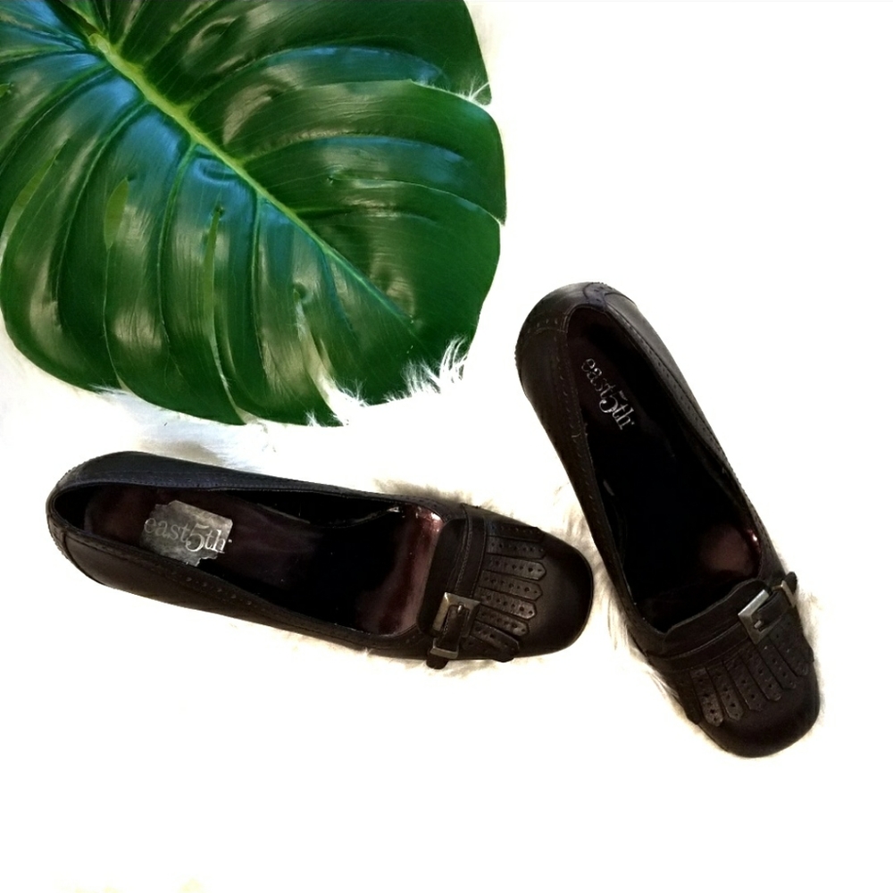 EAST 5th  LEATHER STACKED HEEL